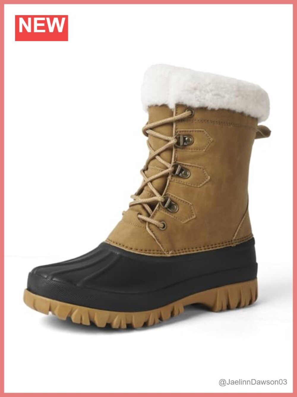 Women's Waterproof Snow Boots Lightweight Mid-Calf Lace-Up Winter Boots